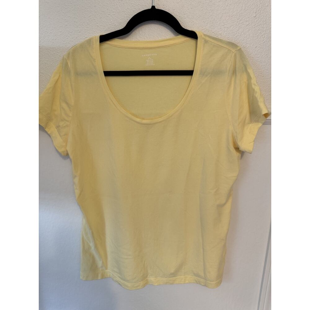 Lands’ End Women’s L Yellow Tee Cotton Blend Shirt - Picture 2 of 7